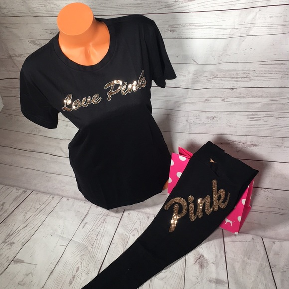 PINK Victoria's Secret Pants - NWT Pink bling Set Leggings & Tee
